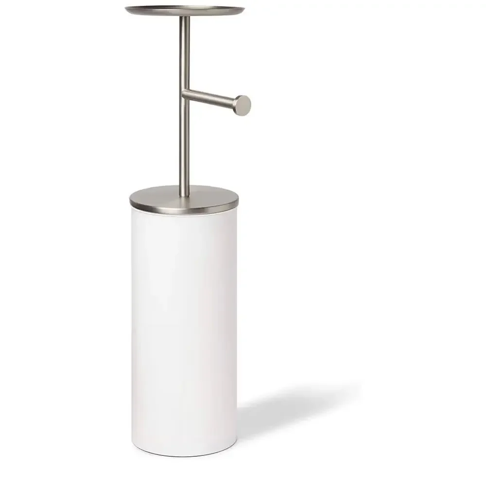 Umbra Portaloo Toilet Paper Stand and Reserve, White/Nickel